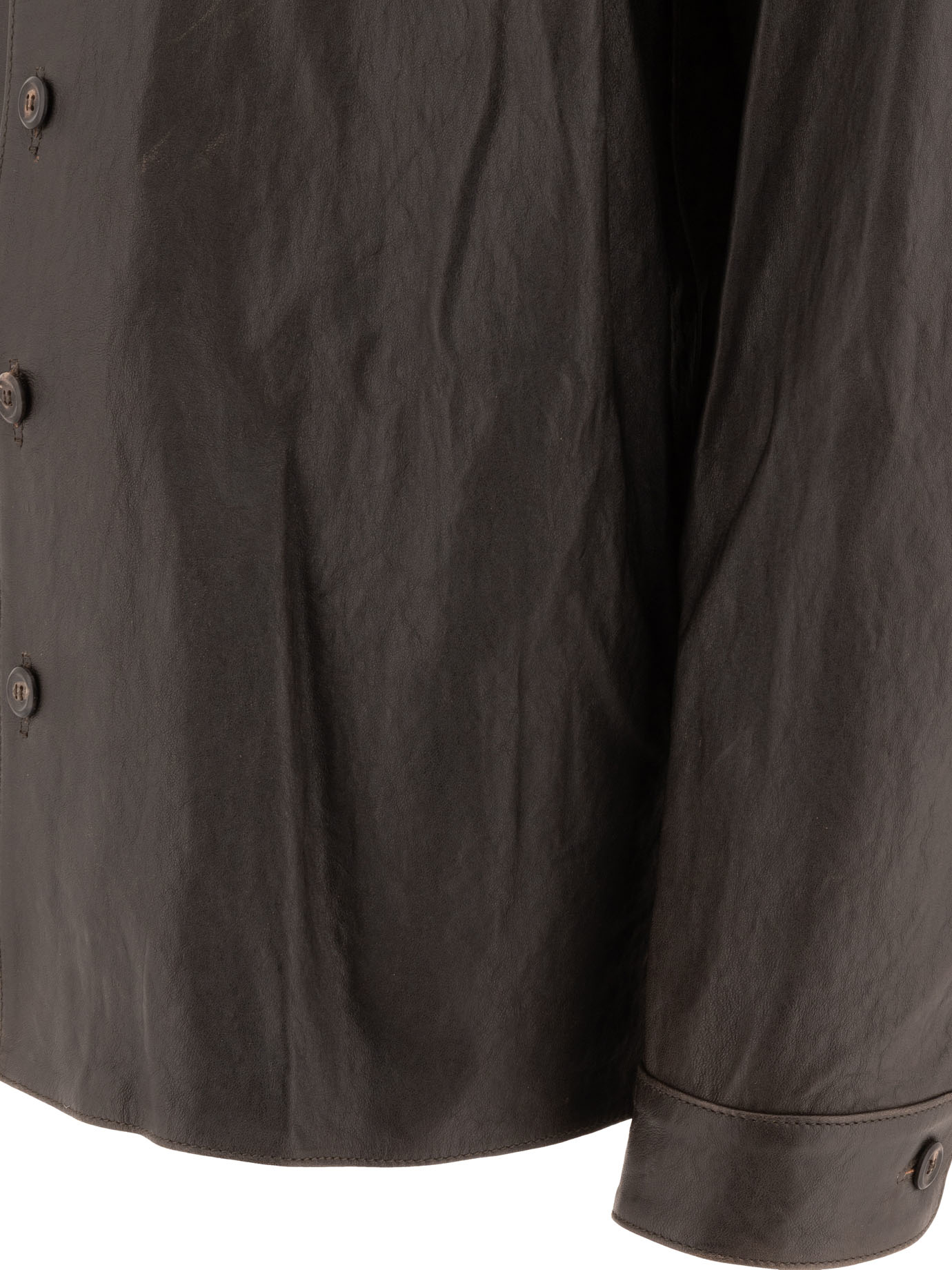 OUR LEGACY Brown Welding leather overshirt